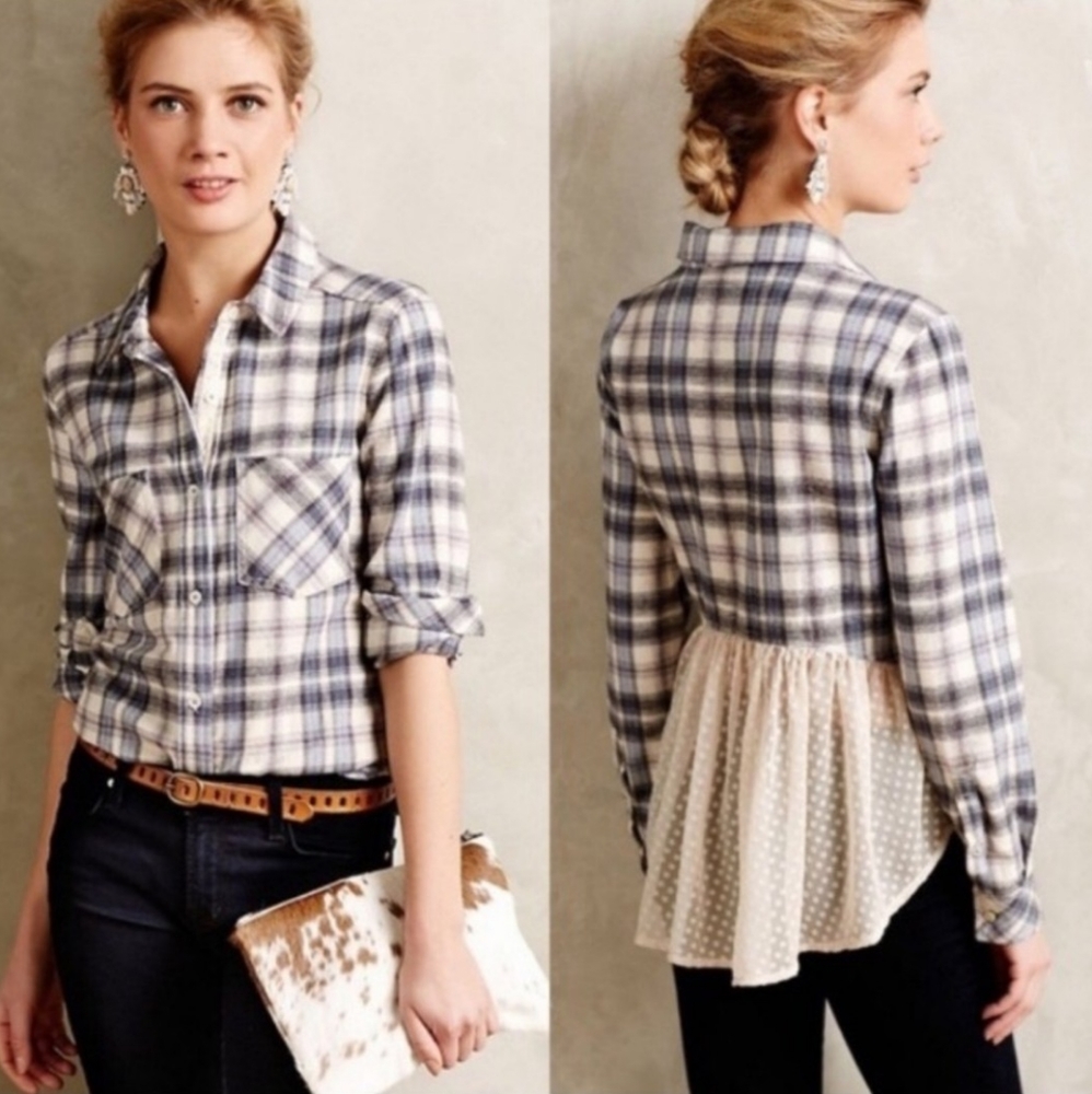 Holding Horses Plaid Flannel Lace top